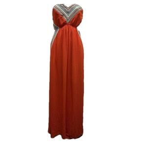 West 36th Maxi Orange Dress Women Size Large Strapless